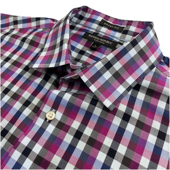 Banana Republic Long Sleeve Button Up Check Multicolor -L - Picture 4 of 8